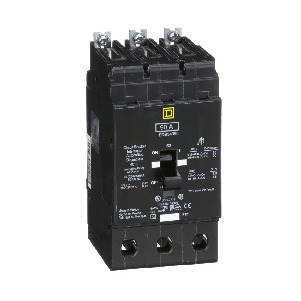 BREAKER EDB 90A 3P 18KA@480V 25KA@240V 14-2/0AWG EDB34090