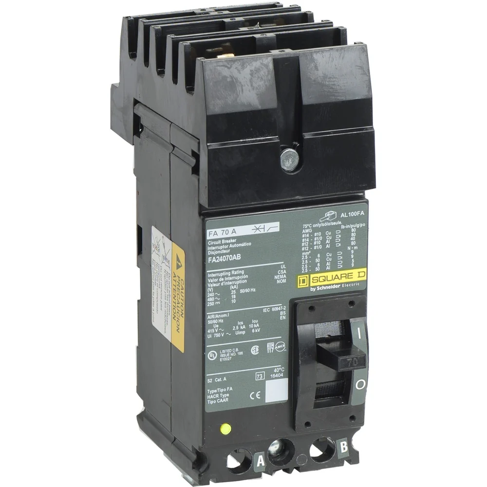 BKR IL FA 70A 2P AB 18KA@480V 25KA@240V 3" 14–1/0AWG Cu / 12–1/0AWG Al FA24070AB