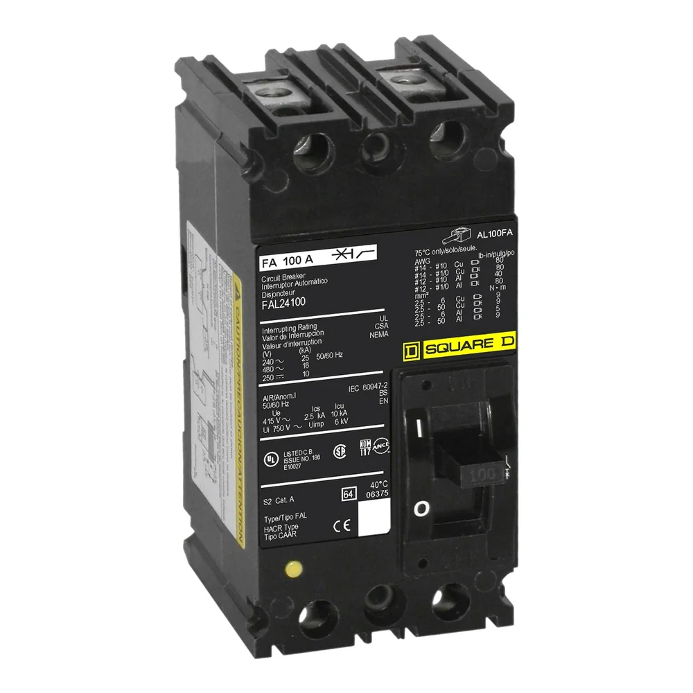 BREAKER FAL 100A 2P 18KA@480V 25KA@240V 14-1/0AWG Cu / 12-1/0AWG Al FAL24100