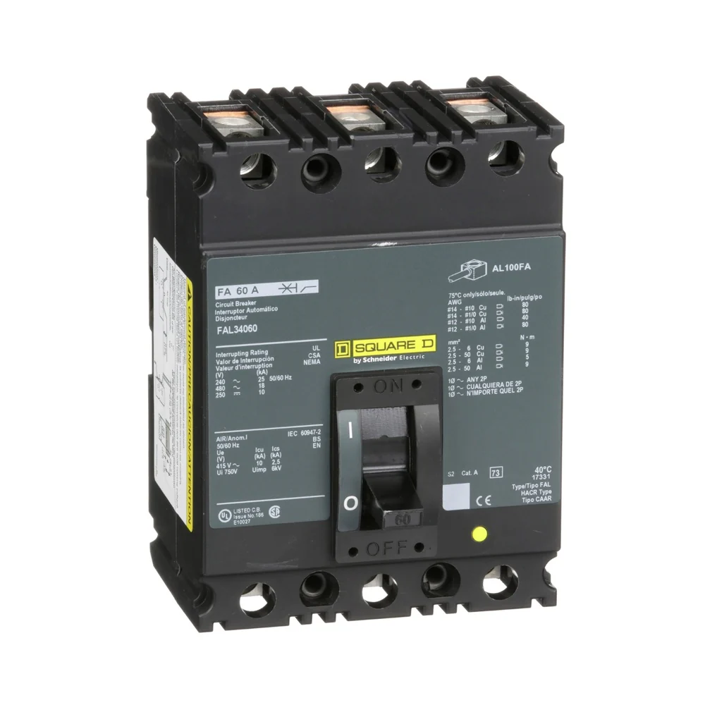 BREAKER FAL 60A 3P 18KA@480V 25KA@240V 14-1/0AWG Cu / 12-1/0AWG Al FAL34060