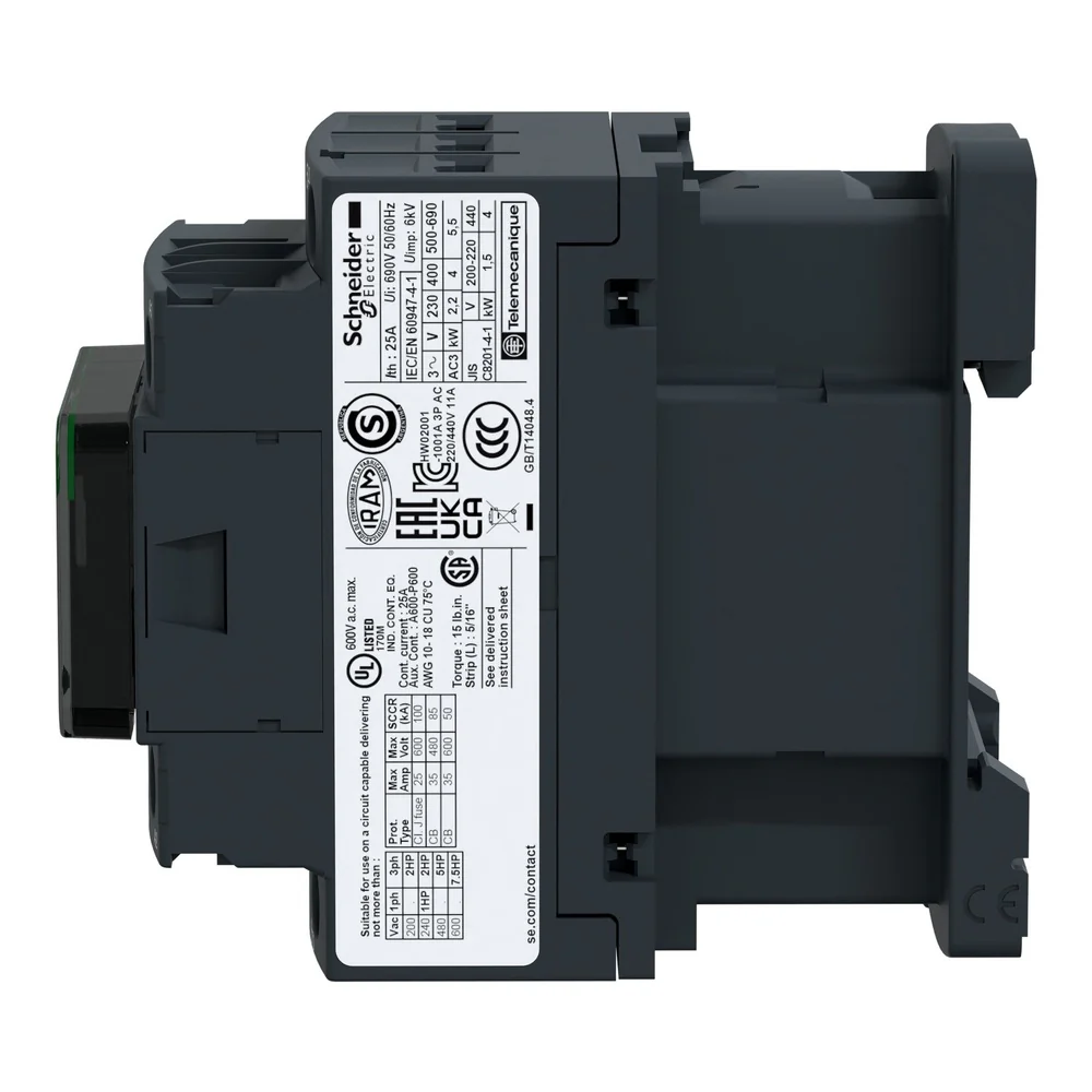 CONTACTOR AC-3 12A/AC-1 25A 24VDC (LC1D12BD)