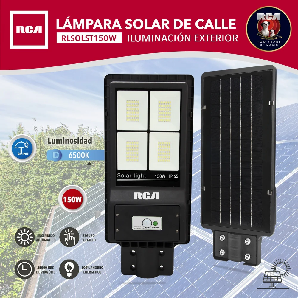LAMPARA LED TIPO CALLE SOLAR 1600LM RCA