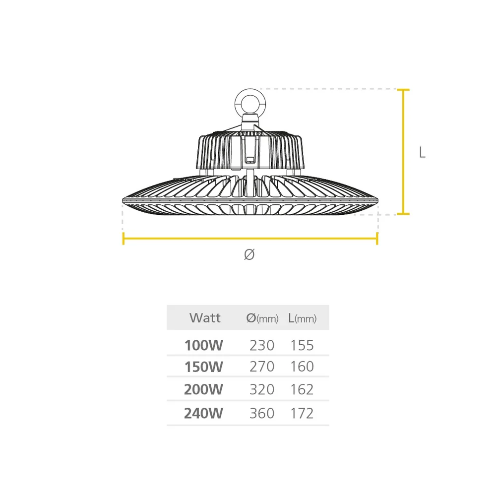 LUMINARIA T/CAMPANA LED ECO 200W M/V 5.7K SYL