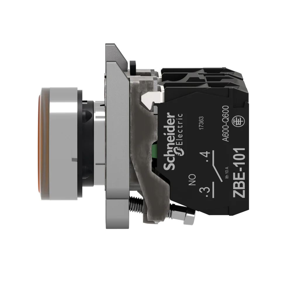 PULSADOR METALICO NARANJA NA+NC CON LUZ LED 230V (XB4BW35M5)
