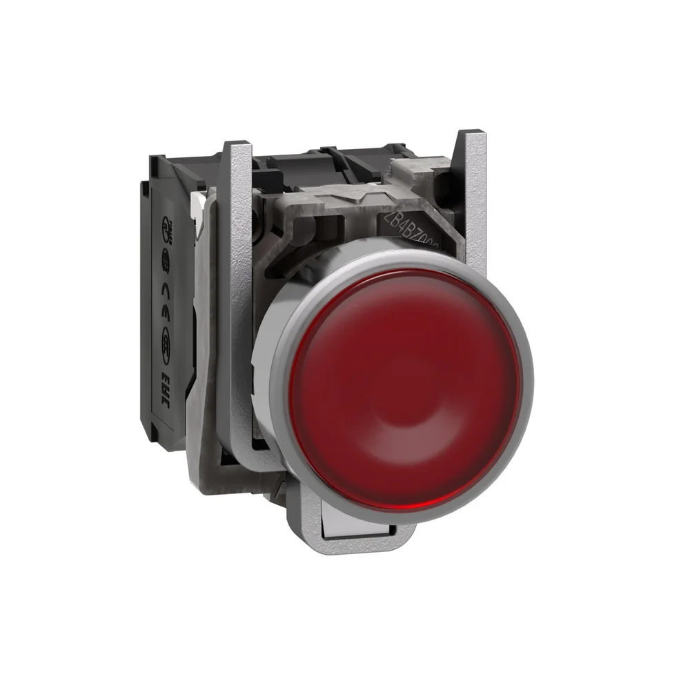PULSADOR METALICO ROJO NA+NC CON LUZ LED 230V (XB4BW34M5)
