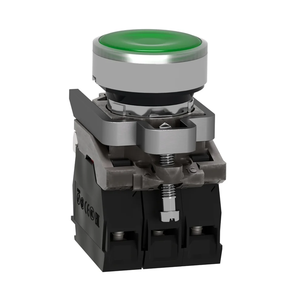 PULSADOR METALICO VERDE NA+NC CON LUZ LED 120V (XB4BW33G5)