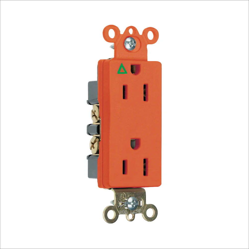 TOMA DECORA GROUN/A. 15 AMP 125V NARANJA IG26262